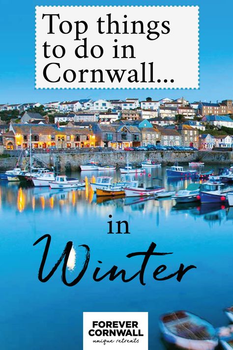 Winter is no doubt a unique time to visit Cornwall. Come for the cosy Cornish pubs, the stormy seas, blustery coastal walking and cosy Cornish retreats. And you can do all this without the summer crowds! To inspire your next visit to the Duchy, here are our top things to do this winter. You won’t be disappointed! Cornwall In Winter, Cornwall England Aesthetic, Cornwall Christmas, Storm Watching, Things To Do In Cornwall, Bude Cornwall, Europe Holiday, England Winter, England Aesthetic