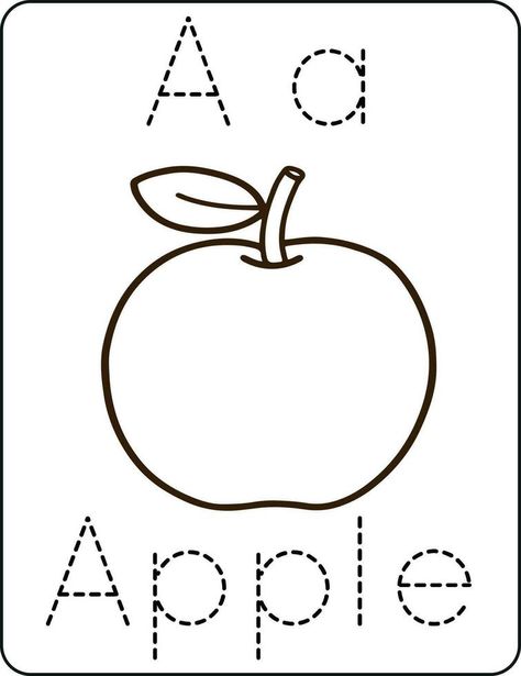 Letter Aa, uppercase and lowercase, cute children coloring an apple, ABC alphabet tracing practice worksheet of an apple for kids learning English vocabulary and handwriting vector illustration A Flashcard, Tracing Alphabet Letters, Apple Cartoon, Apple Alphabet, Letter B Worksheets, Abc Tracing, Alphabet Writing Practice, Abc Worksheets, Apple Vector