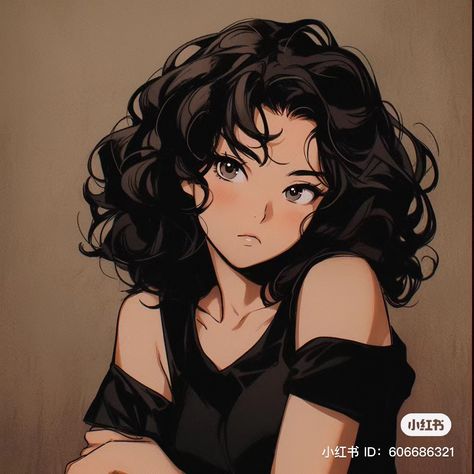 Anime Curly Hair, Curly Hair Cartoon, Curly Hair Drawing, Cute Curly Hairstyles, Hair Anime, Hair Icon, Cartoon Profile Pictures, Curly Hair Women, Curly Girl Hairstyles