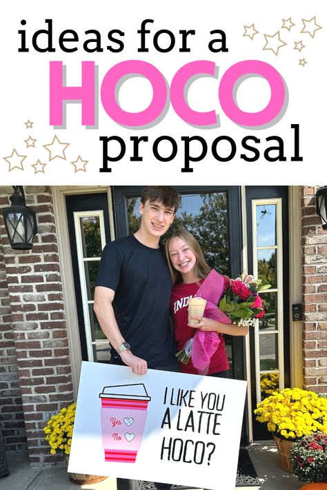 Cute hoco couple posing with proposal poster Senior Year Homecoming Proposals, Prom Proposals For Girlfriend, Homecoming Proposal Posters, Homecoming Sign Ideas High School, Hoco Poster Ideas Homecoming Proposal, Hoco Poster Ideas, Asking To Homecoming, High School Posters, College Printables