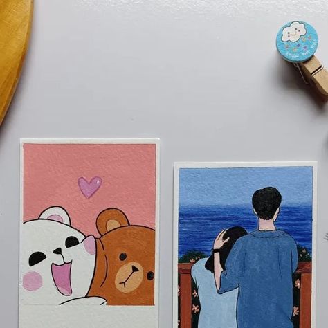 𝑨𝒌𝒔𝒉𝒊𝒕𝒂 𝒎𝒊𝒔𝒉𝒓𝒂🎐 on Instagram: "Customized Polaroid ✨❤️ DM to buy!! @stationerie brushes #art #artsupplies #polaroids #polaroidphoto #aesthetic #aestheticart #acryliconpaper #canson #acrylicpaint #ａｅｓｔｈｅｔｉｃ #diy [ Diy , aesthetic, Polaroid idea, gift, cuties, ]" Polaroid Art Ideas, Aesthetic Polaroid Pictures, Polaroid Idea, Photo Walls Bedroom, Aesthetic Polaroid, Cute Easy Paintings, Photo Walls, Alien Costume, Aesthetic Diy