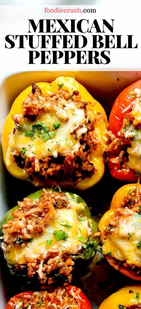 Stuffed Bell Peppers Ground Beef, Easy Stuffed Pepper Recipe, Mexican Stuffed Peppers, Easy Stuffed Peppers, Stuffed Peppers Healthy, Stuffed Peppers Recipe, Bell Pepper Recipes, Healthy Tacos, Foodie Crush