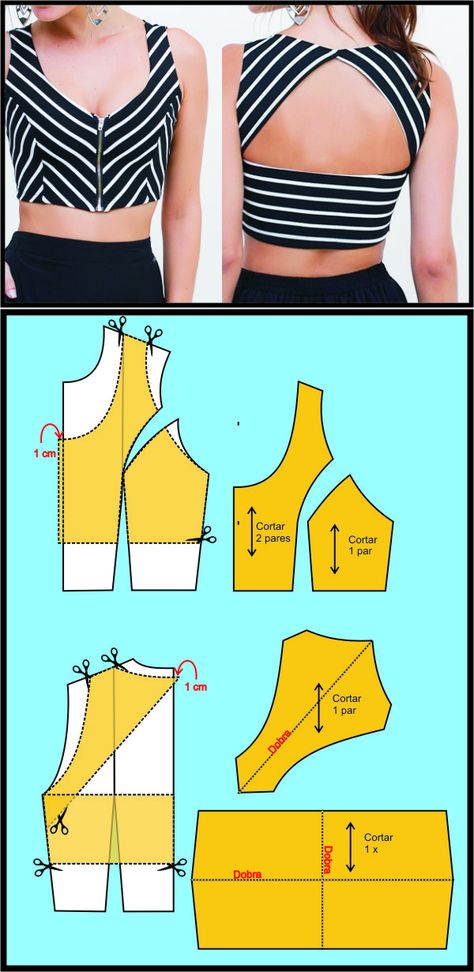 Pola Bra, Áo Blu, Diy Crop Top, Diy Vetement, Sew Ins, Costura Diy, Sewing Projects For Beginners, Sweater Knitting Patterns, Sewing Pattern Design