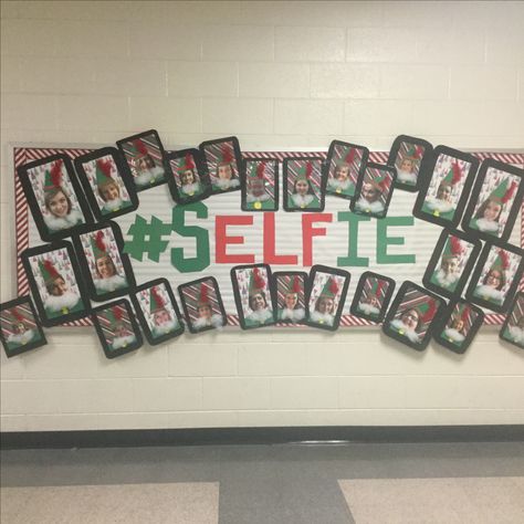 #sELFie bulletin board Elf bulletin board Holidays Bulletin Boards, Elf Bulletin Board Ideas For School, Buddy The Elf Bulletin Board Ideas, Elf Bulletin Board Ideas, Elf On The Shelf Bulletin Board Ideas, Elf Bulletin Board, Christmas Hospital Bulletin Board, Selfie Bulletin Board, Elves Bulletin Board Ideas