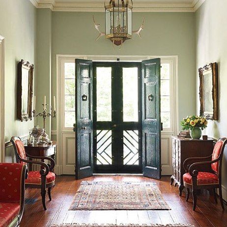 Wonderful entry, Elizabeth Locke’s Virginia Farmhouse Double Screen Doors, Virginia Farmhouse, Decoration Hall, Elizabeth Locke, Entrance Way, Hall Interior Design, Virginia Homes, Foyer Decorating, Entry Hallway