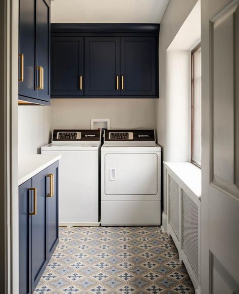 All Posts • Instagram Laundry Room Speed Queen, Masculine Laundry Room, Speed Queen Laundry Room, Speed Queen Washer And Dryer, Moody Laundry Room Ideas, Navy Blue Laundry Room, Greystone House, Before And After Laundry Room, Blue Laundry Room