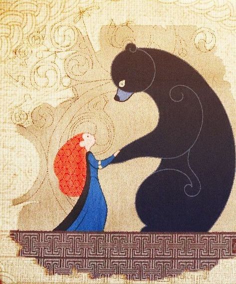 Merida Embroidery, Brave 2012, Mama Tattoo, Mom Bear, Cup Stickers, Disney Brave, Merida Brave, Momma Bear, Bear Family