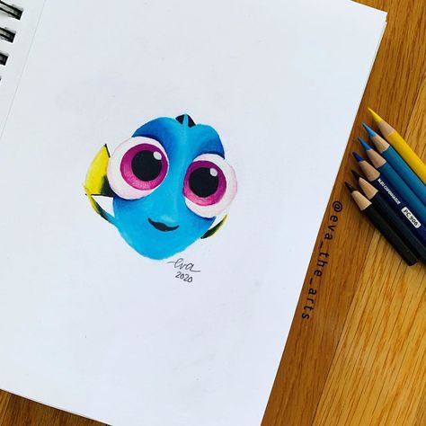 @eva_the_arts on Instagram: ““Just keep swimming, swimming, swimming” -Dory  Hello everyone! I drew this baby dory, who is voiced by @theellenshow , from the movie…” Swimming Drawing, Dory Just Keep Swimming, Baby Dory, Just Keep Swimming, Keep Swimming, Hello Everyone, The Movie, The Voice, Swimming