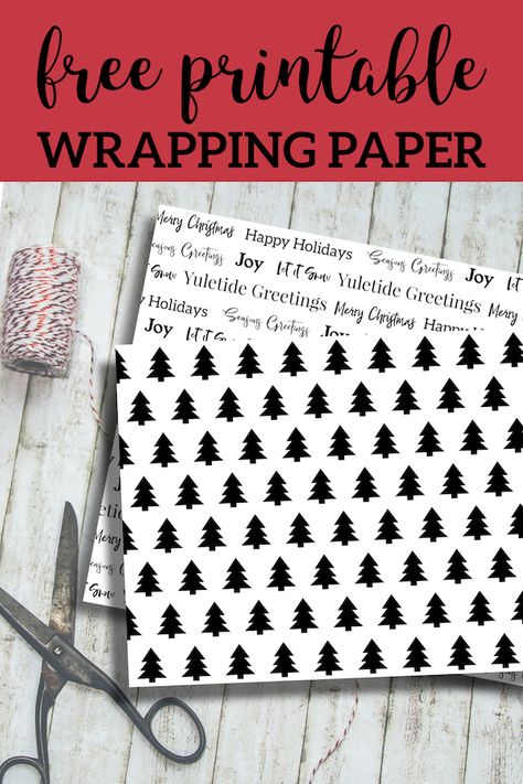 Free Printable Christmas Wrapping Paper. Black and white Christmas wrapping paper. Tree wrapping paper and Merry Christmas Seasons Greetings. #papertraildesign #Christmas #wrappingpaper #christmaswrapping White Christmas Wrapping Paper, White Christmas Wrapping, Diy Christmas Wrapping Paper, Printable Wrapping Paper, Christmas Wrapping Diy, Tree Wrapping Paper, Christmas Season Greetings, Black And White Christmas, Mason Jar Crafts Diy