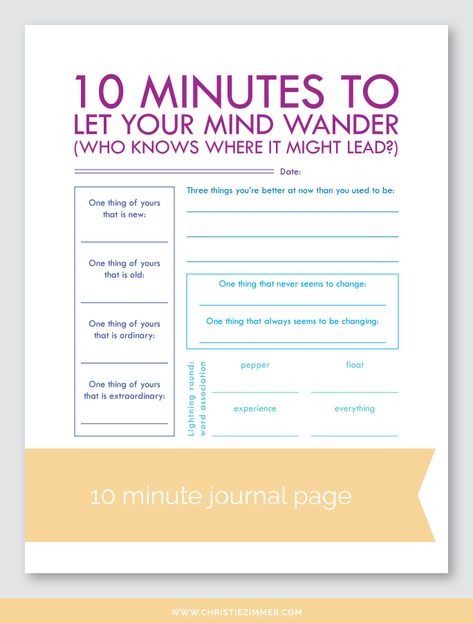 Let Your Mind Wander, 10 Minutes To Let Your Mind Wander, 5 Min Journal, Minds Journal, Counseling Activities, Printable Journal, Journal Writing Prompts, Guided Journal, Journal Page