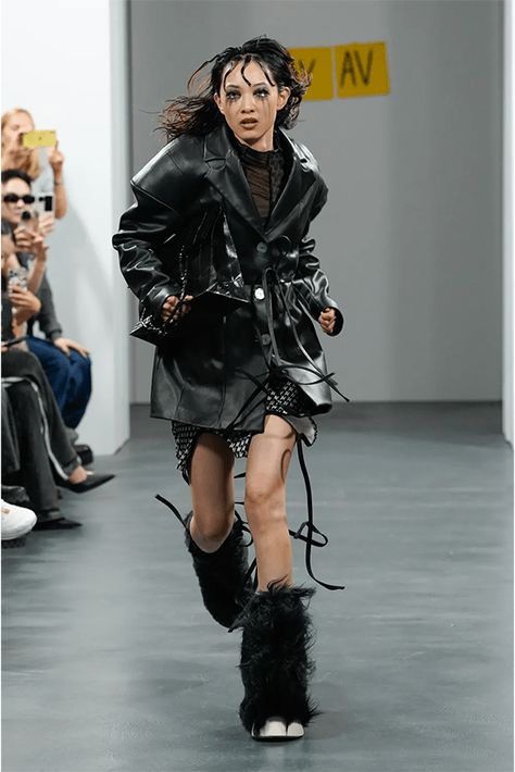 AVAVAV Spring/Summer 2024 at Milan Fashion Week | Hypebeast 2023 Jackets, Milan Fashion Week Runway, Sheer Leggings, Dark Photography, Spring 2024, Hoodie Design, Milan Fashion Week, Fashion Magazine, Runway Fashion