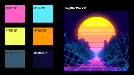 Vaporwave Colour Palette, Vapor Wave Color Palette, Retro Futuristic Color Palette, Retro Space Color Palette, Retro Game Color Palette, Music Festival Color Palette, Retro Neon Color Palette, Synthwave Color Palette, Vaporwave Office