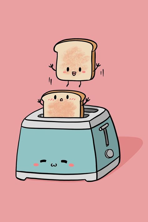 Learn how to draw a simple, cute Toaster with two slices of bread step by step. This is a Kawaii Toaster. Toaster Drawing, Cute Toaster, Procreate Easy, Cute Drawing Ideas, Cute Cartoon Food, Food Cute, Cartoon Food, Food Illustration Art, Animation Art Sketches