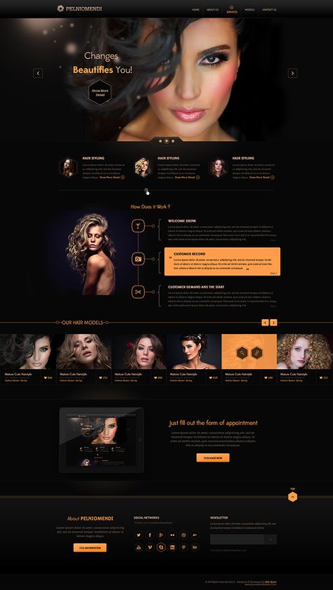 Premium Web Template PSD - Hair Salons - UI/UX on Behance Layout Site, Blog Layout Design, Ui Design Website, Blog Layout, Web Design Projects, Website Design Layout, Hair Salons, Web Design Trends, Web Inspiration