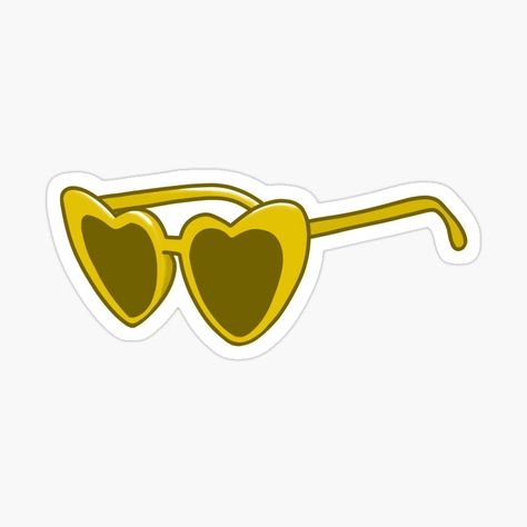 Get my art printed on awesome products. Support me at Redbubble #RBandME: https://www.redbubble.com/i/sticker/heart-shaped-sunglasses-yellow-by-brickelle/51527913.EJUG5?asc=u Heart Sunglasses Tattoo, Prismatic Stickers, Sunglasses Tattoo, Yellow Stickers, Apple Hill, Y2k Stickers, Sticker Heart, Tattoos Inspo, Sunglasses Yellow