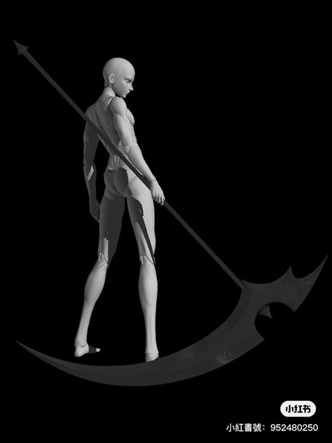 Guard Pose Reference, Pose Reference With Scythe, Pose With Spear Reference, Dynamic Poses With Scythe, Holding Staff Pose, Greatsword Pose Reference, Oc Art Base, Dynamic Longsword Poses, Poses Anime