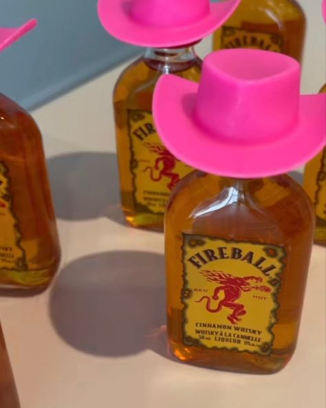 Fireball Shot, Pink Cowboy Hat, Pink Cowboy, Gov Ball, Wedding Bachelorette Party, Birthday Party 21, Pretty Drinks, Instagram Worthy, Cowboy Hat