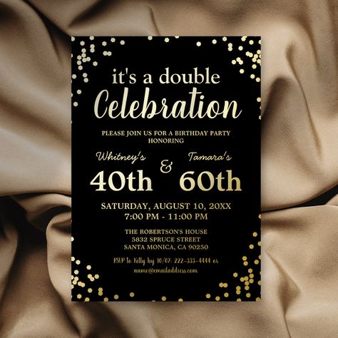 Shared Birthday Parties, 75th Birthday Parties, Twin Birthday Parties, Gold Foil Invitation, Party Confetti, Glitter Invitations, Adult Birthday Invitations, 50th Party, Foil Invitations