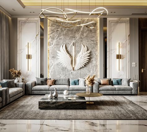 Men Majlis on Behance Marble Walls, Drawing Room Design, Drawing Room Interior Design, Drawing Room Interior, Luxury Living Room Decor, Desain Pantry, Neoclassical Interior, Luxurious Interior, Living Room Design Decor