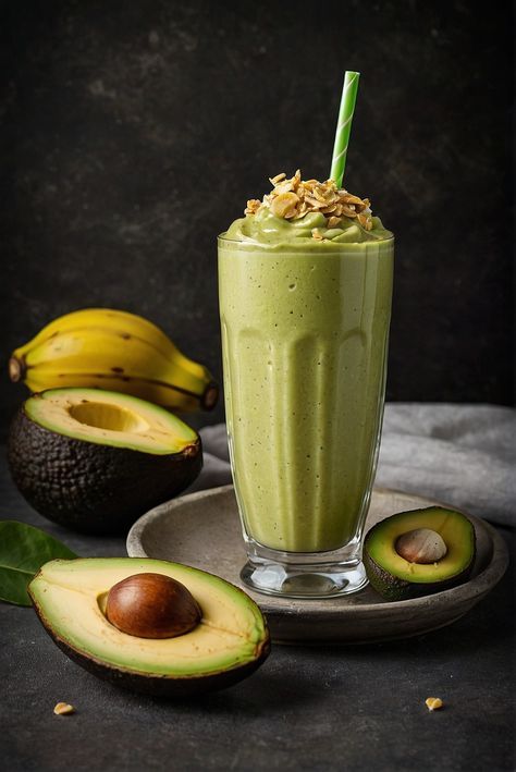 Kiwi Banana Smoothie, Banana Spinach Smoothie, Green Breakfast Smoothie, Avocado Smoothie Recipe, Green Tea Smoothie, Kiwi Smoothie, Avocado Banana, Healthy Banana, Spinach Smoothie