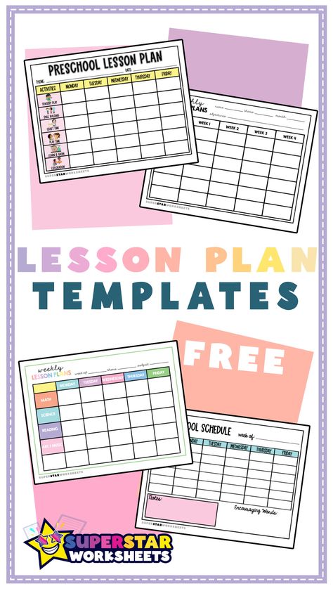 3rd Grade Homeschool Lesson Plans, Teacher Planning Template, Preschool Planning Template, Daycare Lesson Plan Template, Prek Lesson Plan Template Free Printable, Lesson Planning Template, Preschool Weekly Lesson Plans Free Printable, Daycare Curriculum Lesson Plans Free Printables, Free Preschool Lesson Plan Template