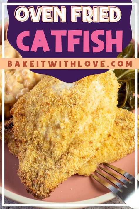 Enjoy the crispy, delicious taste of my oven-fried catfish, a healthier twist on a Southern favorite. This recipe features catfish fillets coated in a flavorful breading and baked to crispy perfection. The result is a tender, juicy fish with a satisfying crunch, perfect for a weeknight dinner or a casual get-together. Pair it with your favorite sides like cornbread and collard greens for a complete meal that's sure to please. #OvenBaked #FriedCatfish #SouthernCooking #EasyRecipes #HealthyMeals Healthy Catfish Recipes, Oven Fried Catfish, Baked Catfish Fillets, Baked Catfish Recipes, Fried Catfish Recipe, Catfish Dinner, Catfish Fillets, Fried Catfish Recipes, Baked Catfish