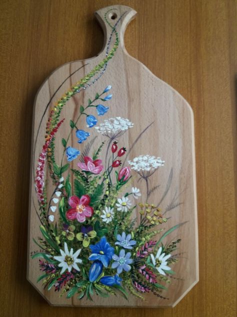 Barn Wood Art, Brick Crafts, Plank Art, Driftwood Art Diy, Wood Slice Art, Flowers Painted, Wood Painting Art, Mirror Painting, Spring Painting