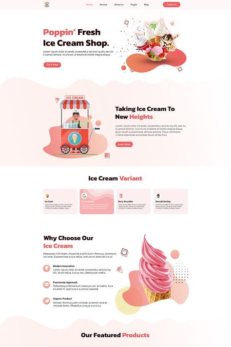 Candy Shop Website Design, Ice Cream Web Design, Ice Cream Shop Website Design, Cookie Website Design, Cream Website Design, Ice Cream Website Design, Ice Cream Layout, Vanilla Poster, Candy Website