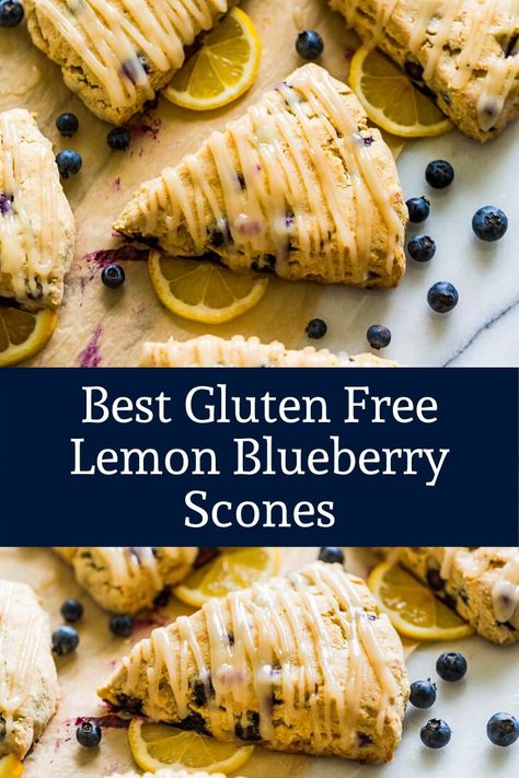 Healthy Blueberry Scones, Brunch Gluten Free, Scones Lemon, Scones Gluten Free, Lemon Blueberry Scones, Blueberry Lemon Scones, Gluten Free Scones, Scones Recipe Easy, Lemon Scones