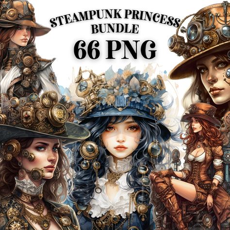 Steampunk Disney Princesses, Steampunk Disney, Steampunk Princess, Steampunk Clipart, Princess Clipart, Huge Library, Unique Decals, Craft Decor, Creative Freedom