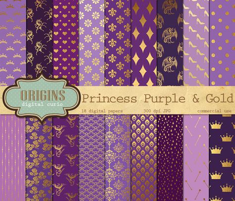 Gold And Purple Branding, Violet And Gold Background, Printable Scrapbook Paper Purple, Mexican Paper Flowers, Purple Scrapbook Paper, Wolf Craft, Girl Nursery Themes, Gold Digital Paper, Small Business Packaging Ideas