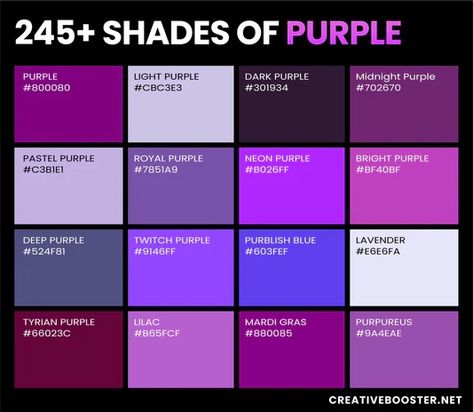 Colors – tagged "Color Shades" – Page 8 – CreativeBooster Purple Color Names, Graphic Design Freebies, Colours That Go Together, Logo Design Mockup, Dream Logo, Palette Design, Color Pallete, Professional Graphic Design, Color Meanings