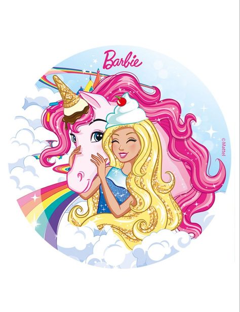 Unicorn Barbie, Barbie Birthday Cake, Unicorn Images, Barbie Theme Party, Barbie Cartoon, Unicorn Pictures, Barbie Images, Peppa Pig Party, Barbie Theme