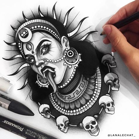 Kali Tattoo Design, Goddess Kali Tattoo, Kali Tattoos, Shiva Goddess, Kali Shiva, Yantra Tattoo, Kali Tattoo, Ma Tattoo, Hindu Tattoo