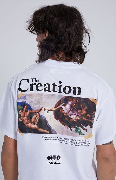 Creation Oversized T-Shirt Cropped Oversized Tshirt, Graphic Tees Street Style, Minimal Shirt Design, Minimal Streetwear, Pacsun Mens, Typography Shirts, Aesthetic Fits, Graphic Tee Design, Cool Graphic Tees