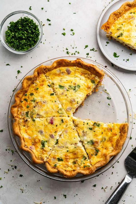 Basic Quiche Recipe (Any Flavor!) - The Stay At Home Chef Best Easy Quiche, Southern Living Quiche Recipes, Cheap Quiche Recipes, Quail Egg Quiche, Pillsbury Pie Crust Quiche Recipe, Quiche For Dinner, Southwest Quiche Recipes, The Stay At Home Chef Recipe, How To Make Quiche Easy