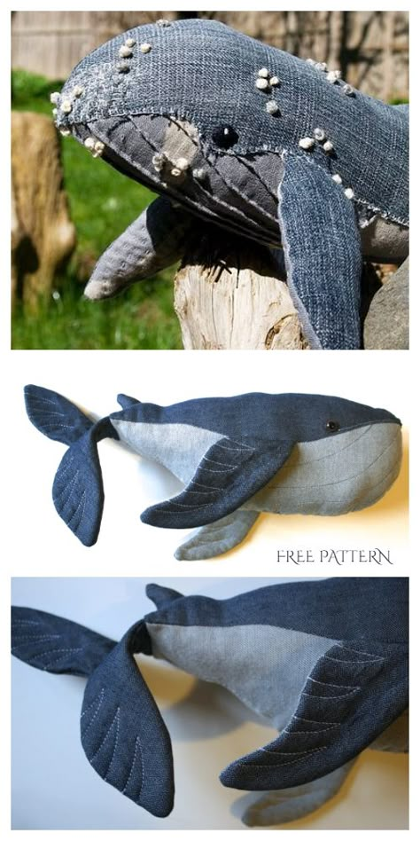 Fabric Art Diy, Whale Plush, Sew Patterns, Whale Pattern, Animal Sewing Patterns, Christmas Ornaments Diy, Patterns Fabric, Sewing Stuffed Animals, Xmas Trees