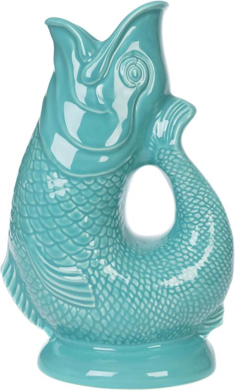 gluggle jug aqua blue green Utensil Jar, Water Jugs, Fish Vase, Dining Table Sizes, Wine Carafe, Make Pictures, Latest Colour, Fish Shapes, Water Jug