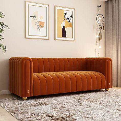 Modern Living Room Sofa Set, Simple Couch, Mid Century Modern Couch, Luxury Sofa Living Room, Luxury Sofa Design, Deep Sofa, Modern Sofa Living Room, Sofa Ideas, Living Room Orange