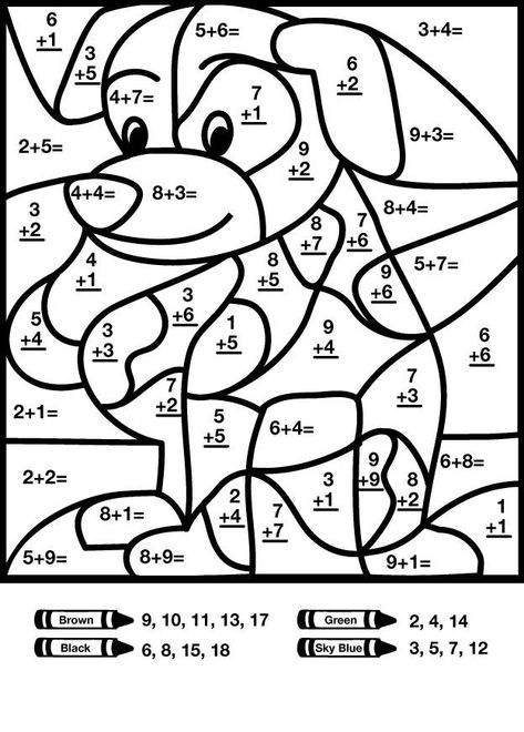 Free Printable Color by Number Coloring Pages - Best Coloring Pages For Kids Addition Coloring Worksheet, Color By Number Worksheet, Maths Colouring Sheets, Coloring Worksheets For Kindergarten, Fun Math Worksheets, Number Worksheet, Math Pictures, Math Coloring Worksheets, Color By Number Printable