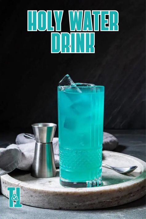 Each sip of this strong and tropical-tasting cocktail will bless you with a good time. Holy Water Drink, Water Drink, Peach Schnapps, Blue Curacao, Highball Glass, Alcohol Drink Recipes, Fruit Drinks, Holy Water, Refreshing Cocktails