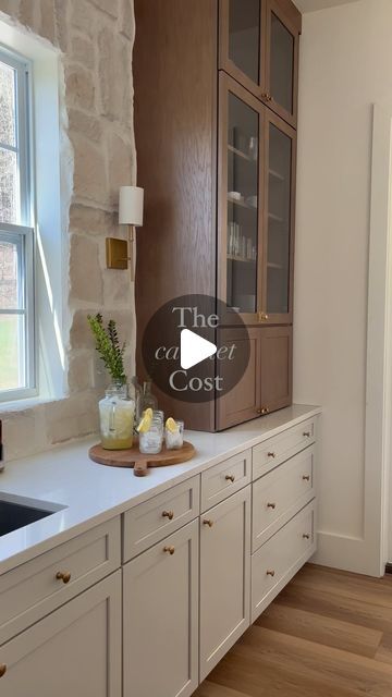 KNOXVILLE HOME BUILDER | Derek & Marina Wiersma on Instagram: "So… how much does it cost for cabinets, hardware, and labor? 

We get this question all the time which is why we decided to start this reel series “Here’s How Much it Cost”. 

Too often many of us get uncomfortable talking about money. This is why people still believe you can build a home for $150 a square foot! - because Google says so! 

Keep in mind that these are prices in East Tennessee and may be slightly different where you are. 

Here’s part 9 of our series breaking down the cost of our cabinets on our 2000 sqft home: 

Master bath: $1884
Kitchen: $16,575
•Island and countertop cabinet: $9518
•Perimeter cabinets: $7057
 Kids bath: $1532
 Laundry: $2572

Hardware: $865
Cabinet install labor: $3500
 
Total price of the ca Upper Cabinets That Sit On Countertop, Ceiling To Countertop Kitchen Cabinets, Different Top And Bottom Cabinets, Uneven Cabinet Heights, European Kitchen Inspiration, Extended Cabinets In Kitchen, Kitchen Cabinet On Countertop, Crown Molding Above Kitchen Cabinets, Cabinets On Countertop