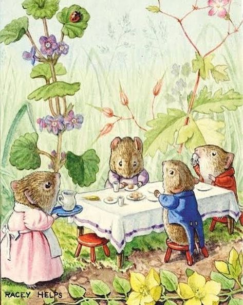 Fairy Tea Parties, Nostalgic Art, Little Animals, Rabbit Art, Childrens Illustrations, Childrens Art, Children's Book Illustration, Vintage Postcard, Animal Party