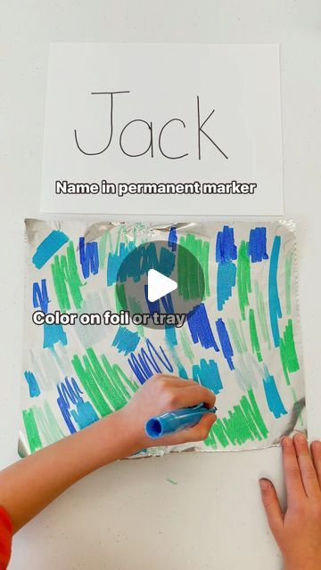 Angie Brezina - Preschool/Pre-K on Instagram: "🌈FUN Name Prints - color foil/tray, spray with water, press, and reveal!  Perfect for back to school or anytime!" Name Writing Crafts Preschool, Fun Name Activities For Preschoolers, Kindergarten Name Art, Name Activity Preschool, Name Art Preschool, Name Activities Kindergarten, Name Crafts Preschool, Preschool Name Activities, Name Art For Kids