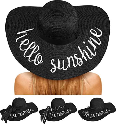 Foldable Straw Hat Embroidered Wide Brim Floppy Sun Hat UPF 50+, Honeymoon, Travel, Cruise Beach Hats For Women, Womens Beach Hat, Resting Beach Face, Floppy Sun Hat, Floppy Beach Hat, Travel Cruise, Floppy Hats, Beach Hats, Floppy Sun Hats