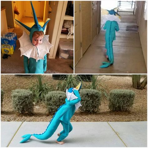 Vaporeon Costume Diy, Diy Pokemon Costume, Pokemon Costumes Kids, Vaporeon Costume, Pokemon Baby Clothes, Vaporeon Cosplay, Bb8 Costume, Pokemon Costumes Diy, Dratini Pokemon