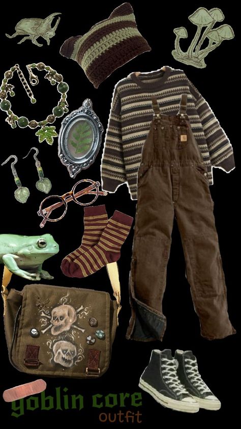 #goblincore Goblin Core Grunge Outfit, Goblin Core Fall Outfits, Moth Outfit Aesthetic, Casual Goblincore Outfits, Goblincore Halloween Costume, Goblincore Fashion Winter, Bastardcore Aesthetic Outfits, Goblin Core Dress, Goblincore Fall Outfits