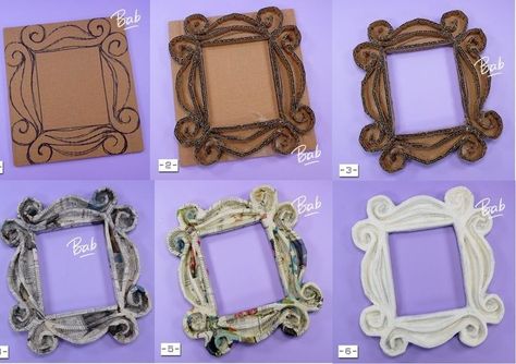 Clay Frame Diy, Friends Door, Cardboard Picture Frames, Key Holder Diy, Crafts For Kids Easy, Door Key, Small Couch, Cardboard Frame, Friends Diy