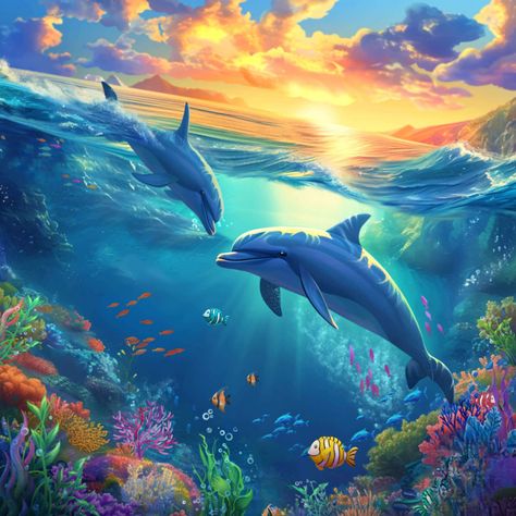 Under Water Landscape, Life Under Water, Dolphin Images, Dolphin Art, Water Landscape, Iphone Wallpaper Video, Underwater Animals, App Pictures, Wallpaper Doodle