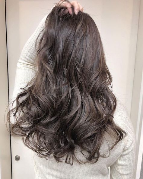 Dusty Brown Hair, Brown Hair Korean, Dusty Rose Hair, Korean Long Hair, Long Hair Perm, Hair Korean, Dusty Brown, Korean Hair Color, Hair Upstyles